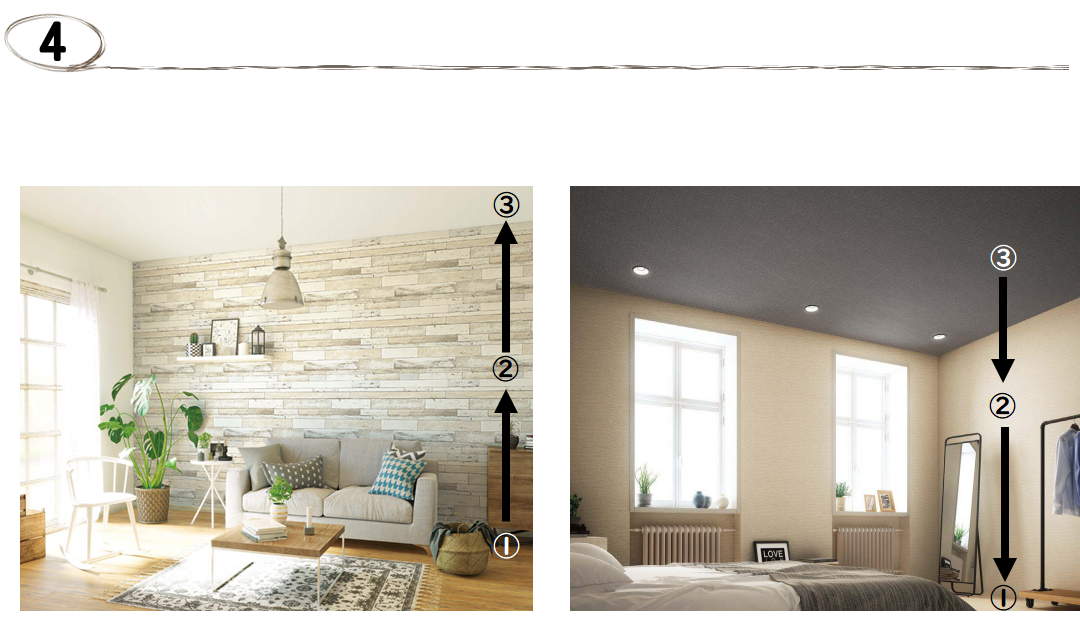 壁紙の選び方、床・壁・天井の色のバランスを考える